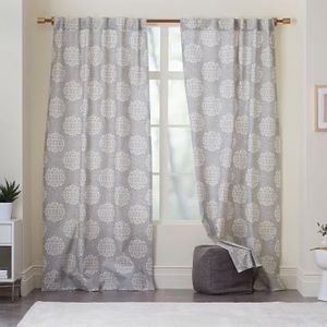 Set of 4 West Elm Scroll Medallion Curtain Panels